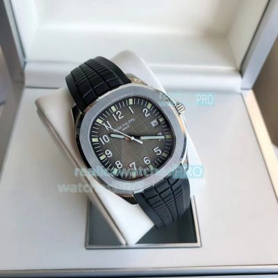 Replica Patek Philippe 5167A Aquanaut SS Grey Dial Black Rubber Band Watch 40MM